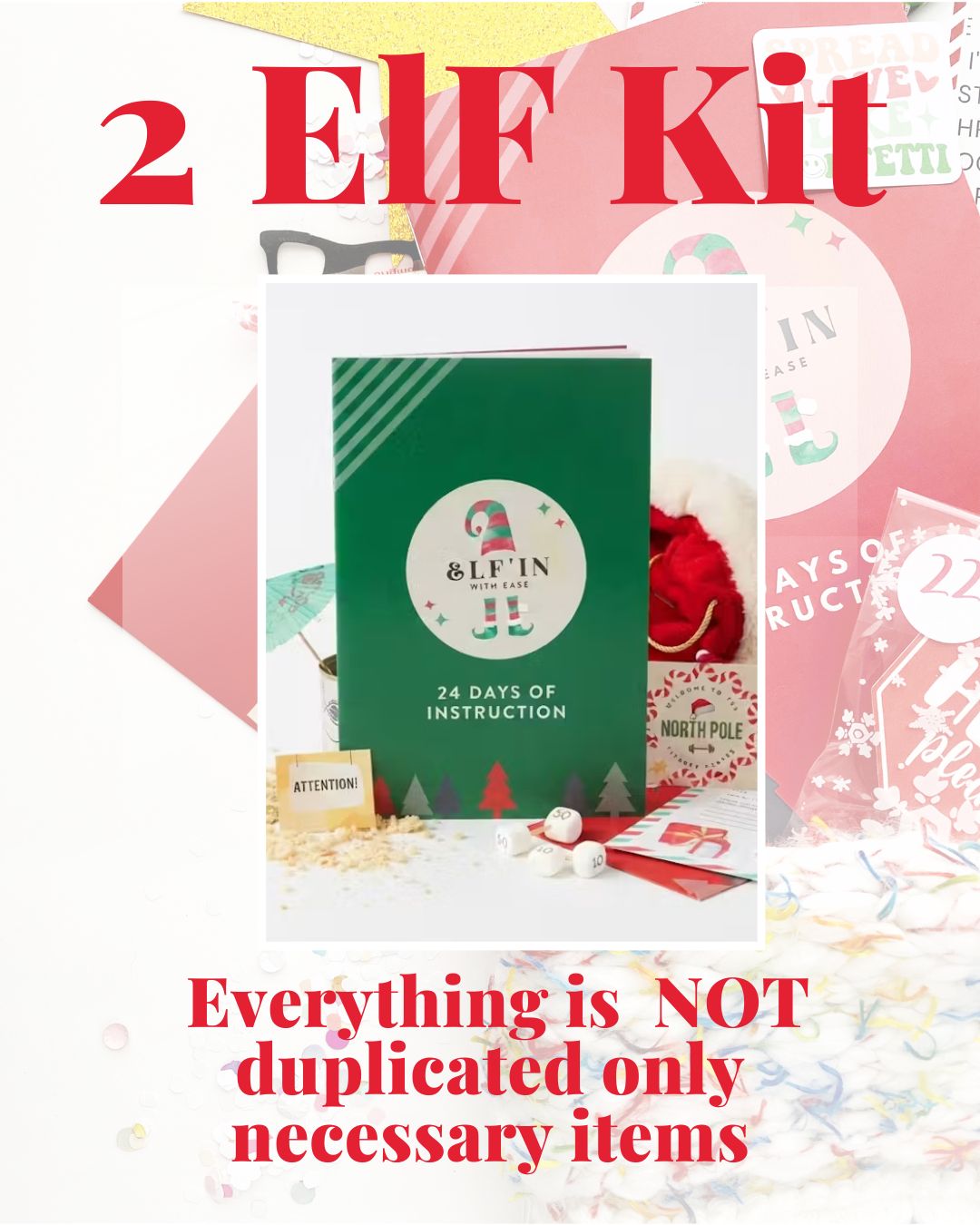 2026 Elf Box for Two Elf Household - 24 Days of Elf Mischief & Fun | All New Scenes, No Repeat Days from Last Year